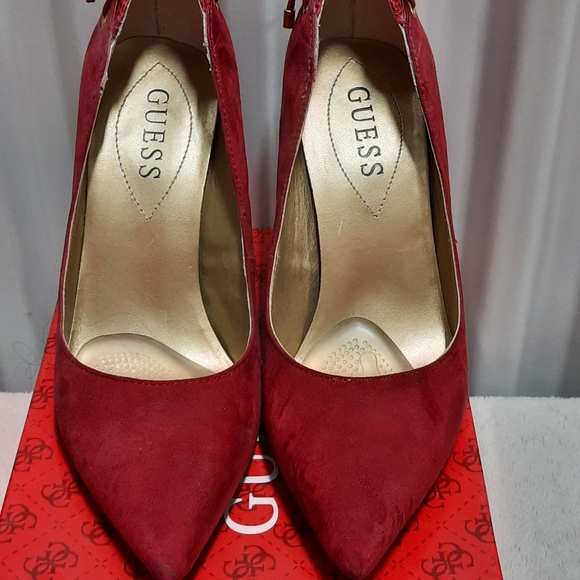 Red Guess Heels with Lace Up Detail - Picture 2 of 4